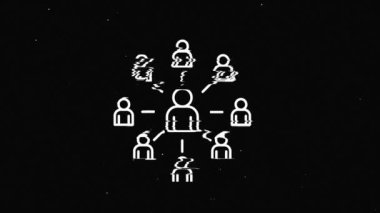 Hat yönlendirme programı hud holografik sembolü dijital eski ekran dipsiz döngü animasyonu üzerinde. Kalpler. Dinamik retro ve neşeli. Renkli ve klasik video görüntüleri.