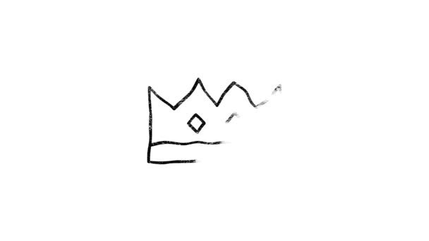 Krone Symbol in der Hand zeichnen Stil. Bewegungsgrafik — Stockvideo