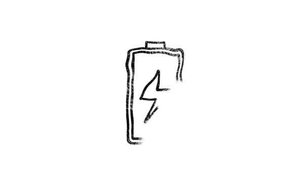 Иконка батареи в стиле рисования вручную. Графика движения — стоковое видео