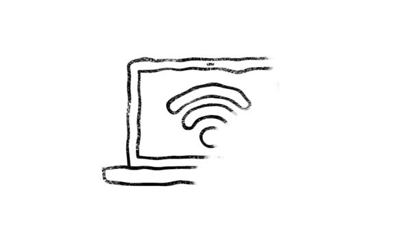 Wifi εικονίδιο στο χέρι στυλ σχεδίασης. Γραφικά κίνησης — Αρχείο Βίντεο