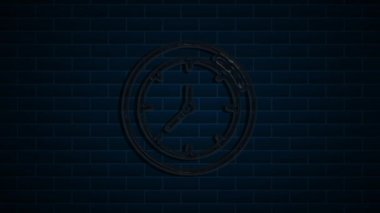 Zaman ve saat neon ışığı. Gece lambası reklamı. Hareket grafikleri.