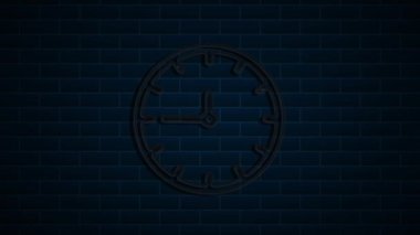 Zaman ve saat neon ışığı. Gece lambası reklamı. Hareket grafikleri.