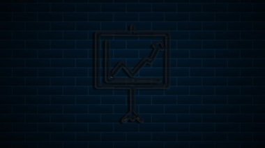 Finans bölümü neon ışıkta. Gece lambası reklamı. Hareket grafikleri.