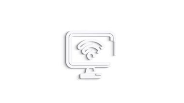 Beyaz arkaplanda 3D Wi-Fi Hattı ve Ağ Animasyonu. 4k