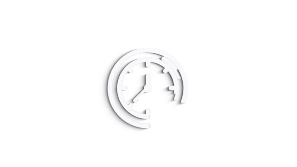 3D Line Icon time and clock Animation on white background. 4k — Stock Video