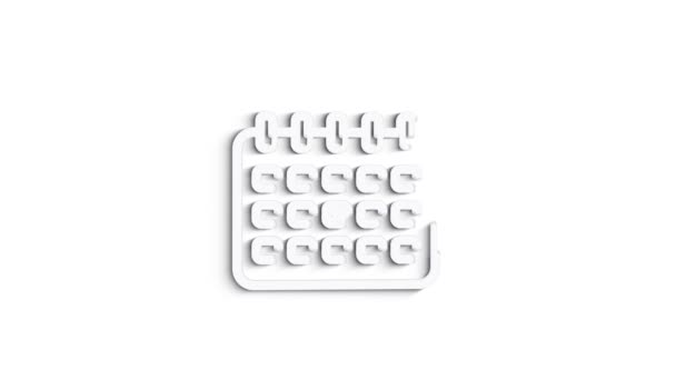 3D Line Icon calendário Animação em fundo branco. 4k — Vídeo de Stock