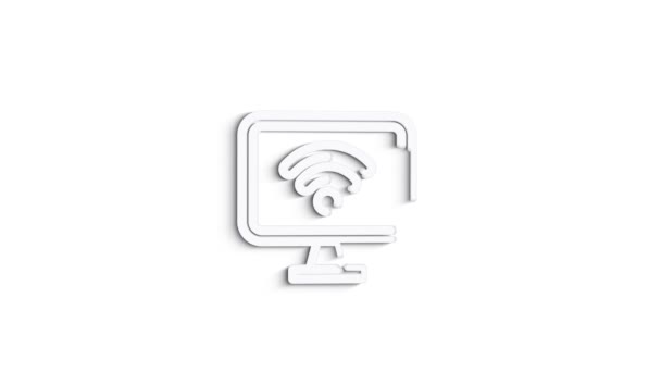 3D Line Icon wifi et réseau nd Animation sur fond blanc. 4k — Video