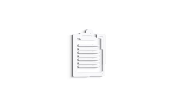 3D 라인 Icon clipboard Animation on white background. 4k — 비디오