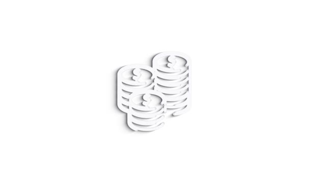 3D Line Icon money Animation on white background. 4k — Stock Video