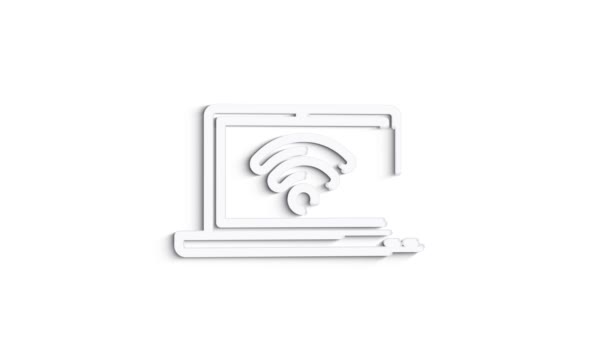 3D Line Icon wifi and network nd Animation on white background. 4k — Stock Video