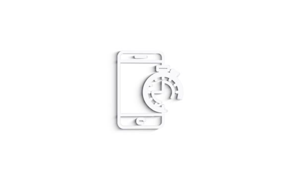 3D Line Icona tempo e orologio Animazione su sfondo bianco. 4k — Video Stock