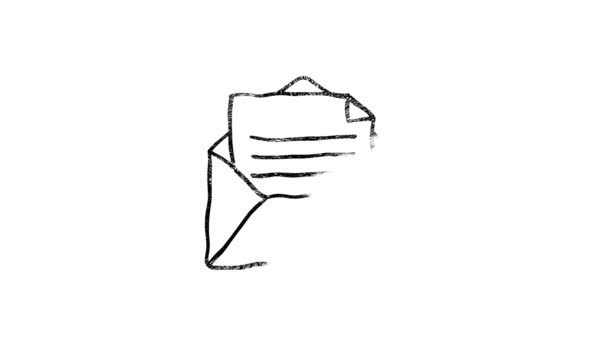 Иконка конверта в стиле рисования вручную. Графика движения — стоковое видео
