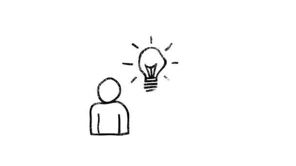 Idea icon in hand draw style. Motion graphics — Stock Video