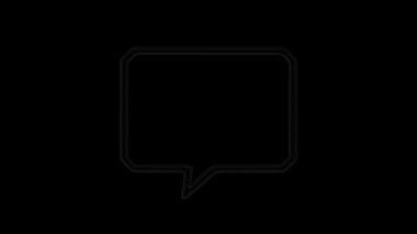 Animasyon beyaz konuşma balonu, sohbet balonu ikonu. Piktogram, çizgi roman, anime. Web sitesi, afiş, tebrik kartları, uygulamalar ve sosyal medya paylaşımları için kullanışlı. Krom anahtar, siyah ekran arkaplanı.