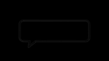 Animasyon beyaz konuşma balonu, sohbet balonu ikonu. Piktogram, çizgi roman, anime. Web sitesi, afiş, tebrik kartları, uygulamalar ve sosyal medya paylaşımları için kullanışlı. Krom anahtar, siyah ekran arkaplanı.