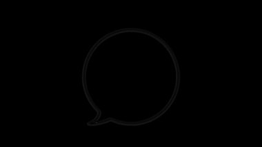 Animasyon beyaz konuşma balonu, sohbet balonu ikonu. Piktogram, çizgi roman, anime. Web sitesi, afiş, tebrik kartları, uygulamalar ve sosyal medya paylaşımları için kullanışlı. Krom anahtar, siyah ekran arkaplanı.