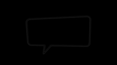 Animasyon beyaz konuşma balonu, sohbet balonu ikonu. Piktogram, çizgi roman, anime. Web sitesi, afiş, tebrik kartları, uygulamalar ve sosyal medya paylaşımları için kullanışlı. Krom anahtar, siyah ekran arkaplanı.