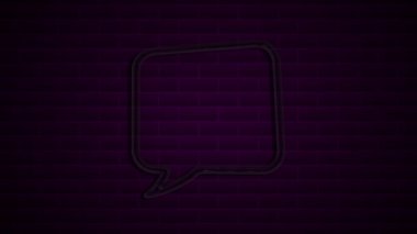 Animasyon beyaz konuşma balonu, sohbet balonu ikonu. Piktogram, çizgi roman, anime. Web sitesi, afiş, tebrik kartları, uygulamalar ve sosyal medya paylaşımları için kullanışlı. Krom anahtar, siyah ekran arkaplanı.