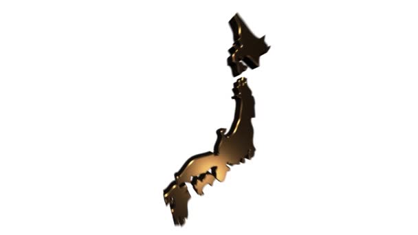 Japan Kaart Toont Intro Door Regio 's 4k geanimeerd Japan kaart intro achtergrond met landen verschijnen en vervagen een voor een en camera beweging — Stockvideo