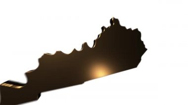 Amerika Birleşik Devletleri Kentucky Eyaleti. Haritadaki 3D altın konum işaretleyicisi. Videonuzda ekran şeffaflığı kipi ile kullanılması kolay.