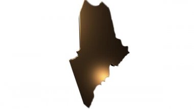 Maine Eyaleti, Amerika Birleşik Devletleri. Haritadaki 3D altın konum işaretleyicisi. Videonuzda ekran şeffaflığı kipi ile kullanılması kolay.