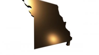 Missouri Eyaleti, Amerika Birleşik Devletleri. Haritadaki 3D altın konum işaretleyicisi. Videonuzda ekran şeffaflığı kipi ile kullanılması kolay.