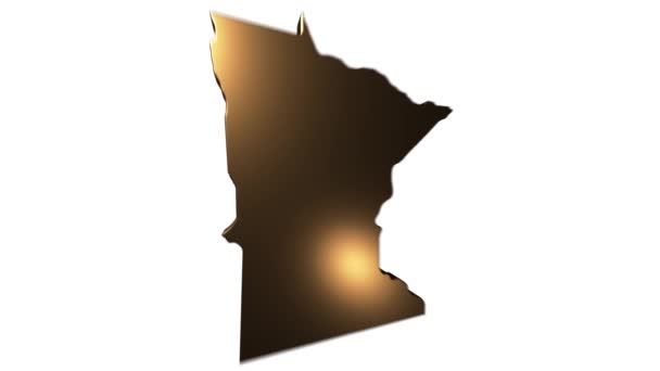 Minnesota State of the United States of America. Marcador de ubicación de oro 3d animado en el mapa. Fácil de usar con el modo de transparencia de pantalla en su vídeo. — Vídeo de stock