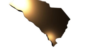Güney Carolina Eyaleti, Amerika Birleşik Devletleri. Haritadaki 3D altın konum işaretleyicisi. Videonuzda ekran şeffaflığı kipi ile kullanılması kolay.