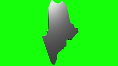 Maine Eyaleti, Amerika Birleşik Devletleri. Haritada canlandırılmış 3D gümüş konum işareti. Videonuzda ekran şeffaflığı kipi ile kullanılması kolay.