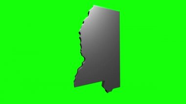 Mississippi Eyaleti, Amerika Birleşik Devletleri. Haritada canlandırılmış 3D gümüş konum işareti. Videonuzda ekran şeffaflığı kipi ile kullanılması kolay.