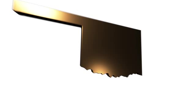 Штат Оклахома Соединенных Штатов Америки. Анимированный трехмерный маркер местоположения золота на карте. Простота в использовании с режимом прозрачности экрана на видео. — стоковое видео
