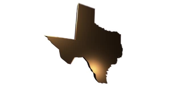 Texas State of the United States of America. Marcatore di posizione animato in oro 3d sulla mappa. Facile da usare con la modalità di trasparenza dello schermo sul tuo video. — Video Stock