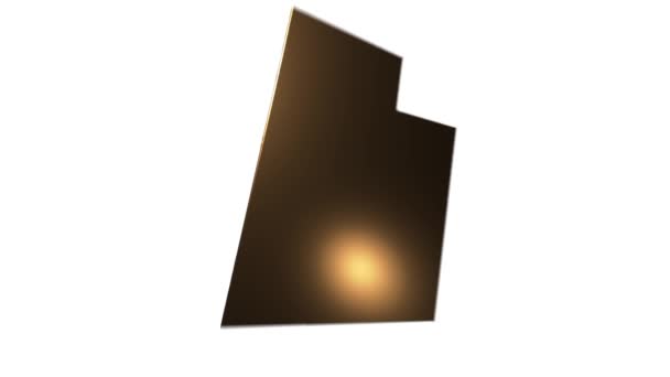 Utah Estado dos Estados Unidos da América. Marcador de localização em ouro 3d animado no mapa. Fácil de usar com o modo de transparência de tela em seu vídeo. — Vídeo de Stock