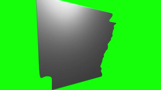 Arkansas State of the United States of America. Animated 3d silver location marker on the map. Easy to use with screen transparency mode on your video. — Stock Video