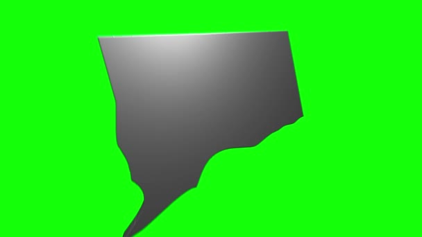 Connecticut Eyaleti, Amerika Birleşik Devletleri. Haritada canlandırılmış 3D gümüş konum işareti. Videonuzda ekran şeffaflığı kipi ile kullanılması kolay. — Stok video