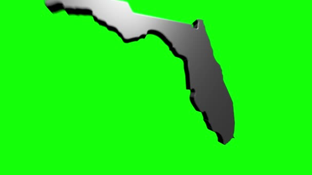 Florida State of the United States of America. Animated 3d silver location marker on the map. Easy to use with screen transparency mode on your video. — Wideo stockowe