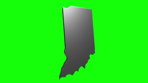 Bundesstaat Indiana, Vereinigte Staaten von Amerika. Animierte 3D-Silberstandortmarkierung auf der Karte. Einfache Bedienung mit Bildschirmtransparenzmodus für Ihr Video. — Stockvideo