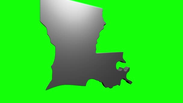 Louisiana State of the United States of America. Animated 3d silver location marker en el mapa. Fácil de usar con el modo de transparencia de pantalla en su vídeo. — Vídeos de Stock