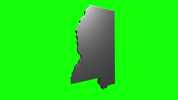 Mississippi állam az Amerikai Egyesült Államok. Animált 3D ezüst helyzetjelző a térképen. Könnyen használható képernyő átlátszó mód a videó. — Stock videók