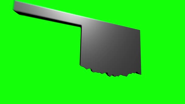 Oklahoma State der Vereinigten Staaten von Amerika. Animierte 3D-Silberstandortmarkierung auf der Karte. Einfache Bedienung mit Bildschirmtransparenzmodus für Ihr Video. — Stockvideo