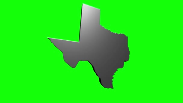 Texas State of the United States of America. Marcatore di posizione animato 3d argento sulla mappa. Facile da usare con la modalità di trasparenza dello schermo sul tuo video. — Video Stock