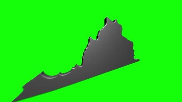 Virginia State of the United States of America. Animação 3d prata marcador de localização no mapa. Fácil de usar com o modo de transparência de tela em seu vídeo. — Vídeo de Stock