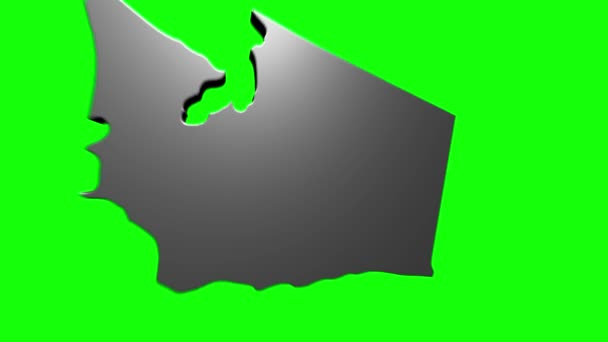 Washington State of the United States of America. Animated 3d silver location marker en el mapa. Fácil de usar con el modo de transparencia de pantalla en su vídeo. — Vídeos de Stock