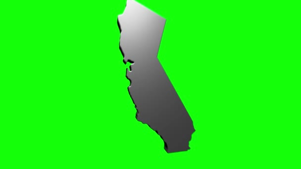 California State of the United States of America. Animated 3d silver location marker en el mapa. Fácil de usar con el modo de transparencia de pantalla en su vídeo. — Vídeo de stock