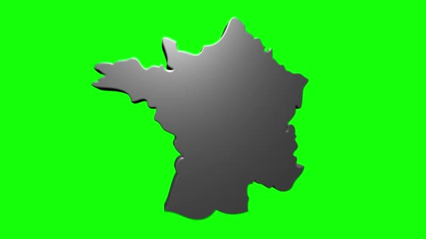 Карта Франции Отображение вступление по регионам 4k анимированный фон карты Франции со странами появляются и исчезают один за другим и движения камеры — стоковое видео