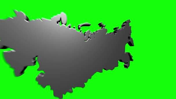 Rusland Kaart Toont Intro Door Regio 's 4k geanimeerd Rusland kaart intro achtergrond met landen verschijnen en vervagen een voor een en camera beweging — Stockvideo