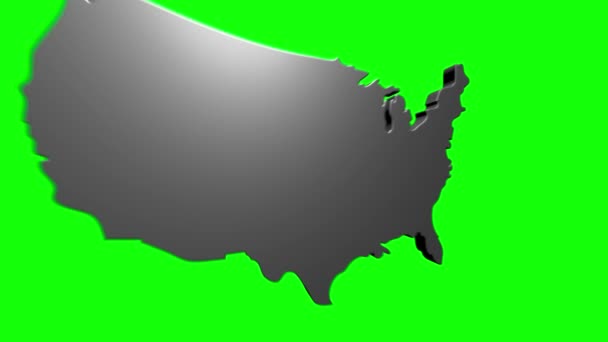 Mapa de Estados Unidos de América mostrando diferentes estados. Animated usa contiguo inferior 48 u.s. mapa de estado en un fondo de croma clave aislado — Vídeo de stock