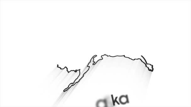 Alaska Bundesstaat der Vereinigten Staaten von Amerika. Animierte Markierung der Position der Linie auf der Karte. Einfache Bedienung mit Bildschirmtransparenzmodus für Ihr Video. — Stockvideo