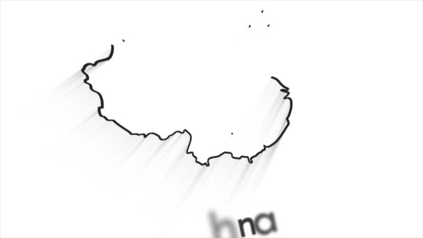 Carte Chine Affichage Intro par régions 4k animé Chine carte intro fond avec les pays qui apparaissent et se fanent un par un et mouvement de la caméra — Video