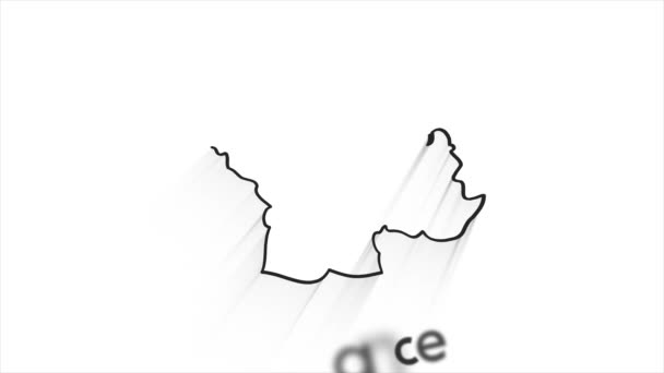 France Carte Intro par régions 4k animé France carte intro arrière-plan avec des pays apparaissant et se fanant un par un et mouvement de l'appareil photo — Video